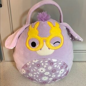 Squishmallows Delzi The Donkey Easter Basket Plush Collectible, Purple / Floral